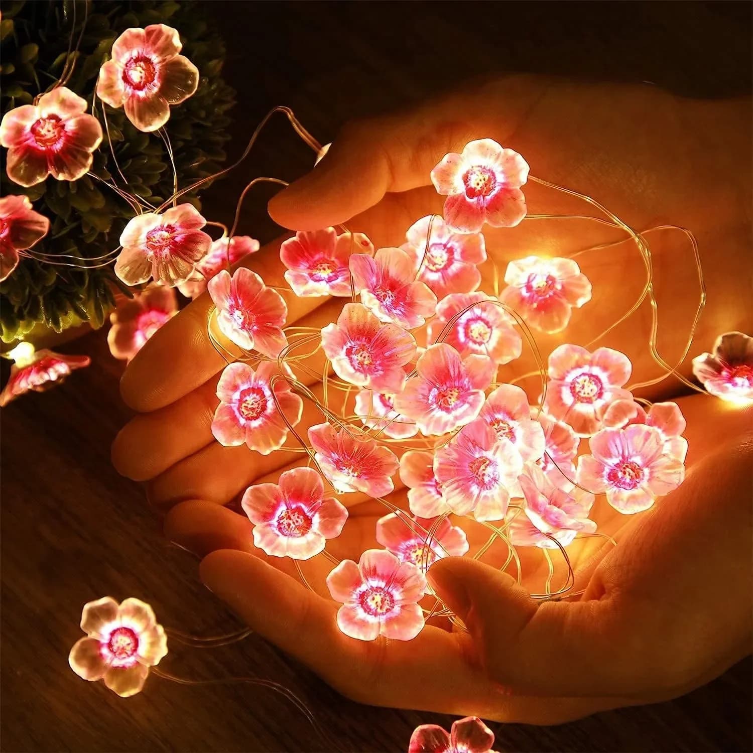 Stringa di luci a LED con fiori di ciliegio - Lucine a batteria per la camera da letto delle ragazze, decorazioni per San Valentino e matrimoni