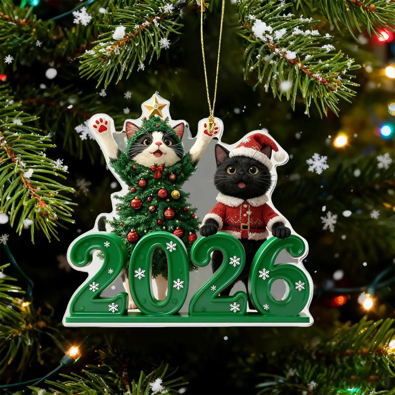 Auto Specchio Decor Natale 2D Gatto Home Decor 2026 Carino Decorativo Piccolo Gattino Albero Ornamenti Per La Camera Da Letto Cucina Mantel Porta