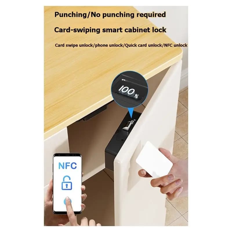 Electronic NFC Door Lock- Smart Drawer Hidden DIY Wooden Cabinet Lock Multiple Unlocking Methods