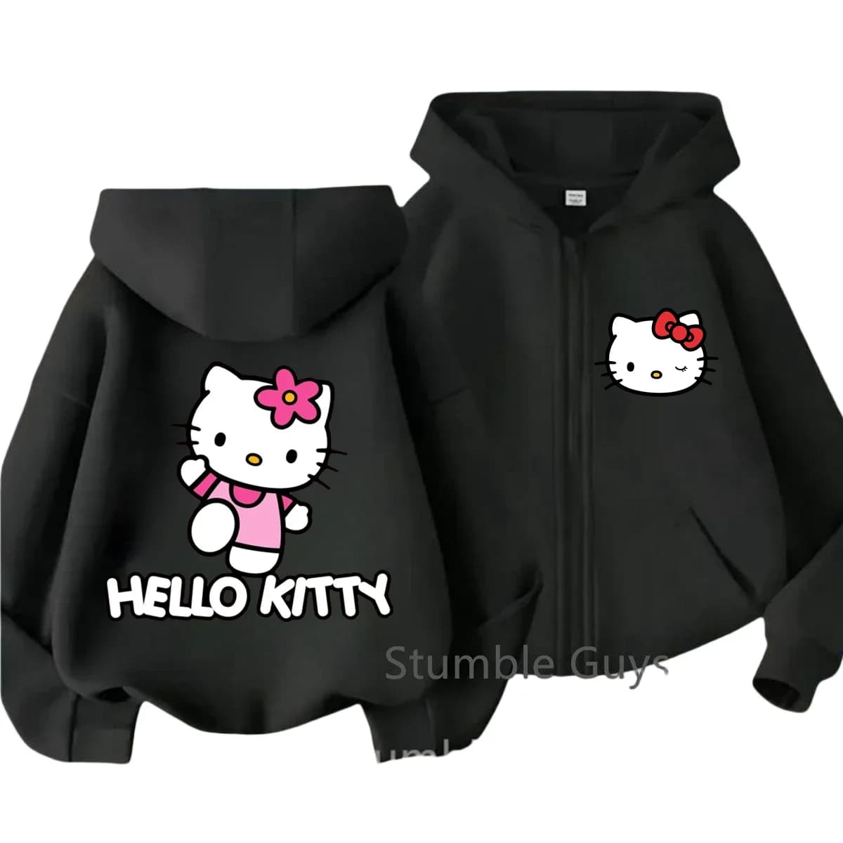 Felpa con cappuccio Hello Kitty, giacca primaverile autunnale, top per bambini 3-14 anni, Sanrio Kawaii Casual