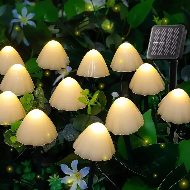 Set di 10 pezzi 8 modalità luci solari a fungo luci solari per percorsi luci da fata per esterni per giardino cortile prato festa di Natale