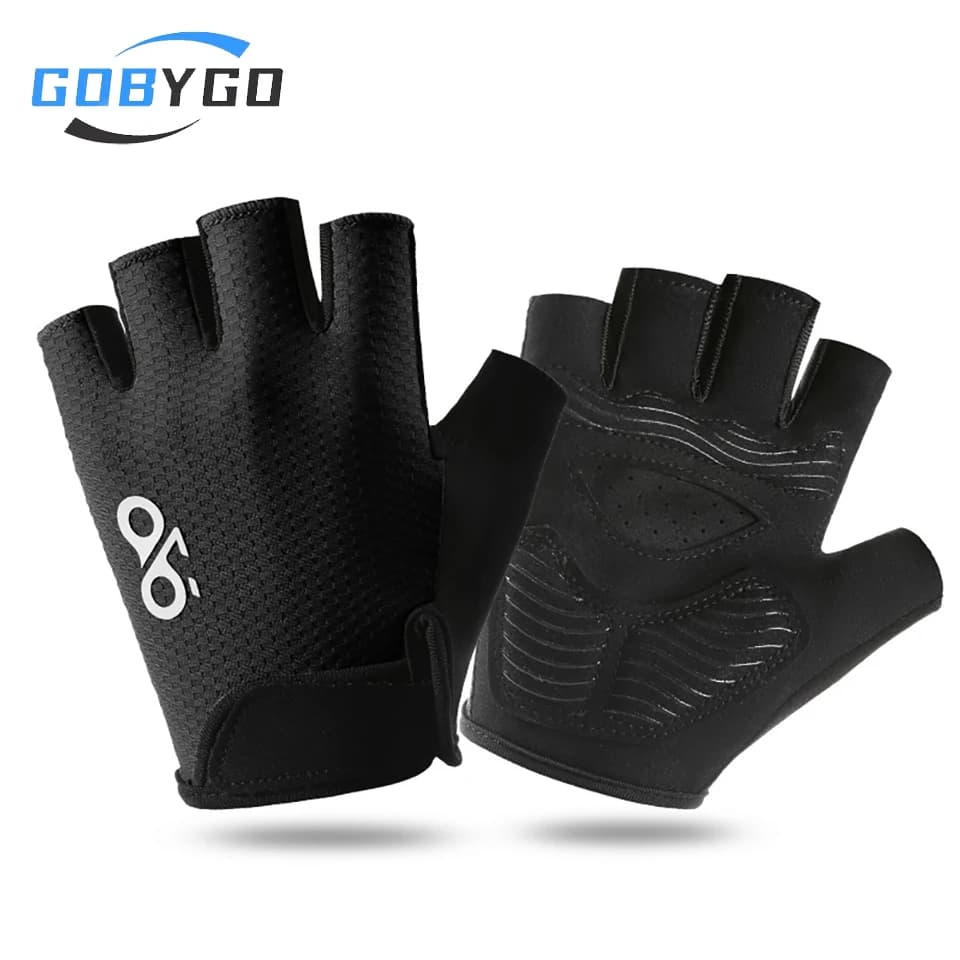 GOBYGO 1 paio di guanti da ciclismo a mezze dita, tessuto a rete sottile e traspirante, sport all'aria aperta, fitness, ciclismo, antiscivolo, antiurto