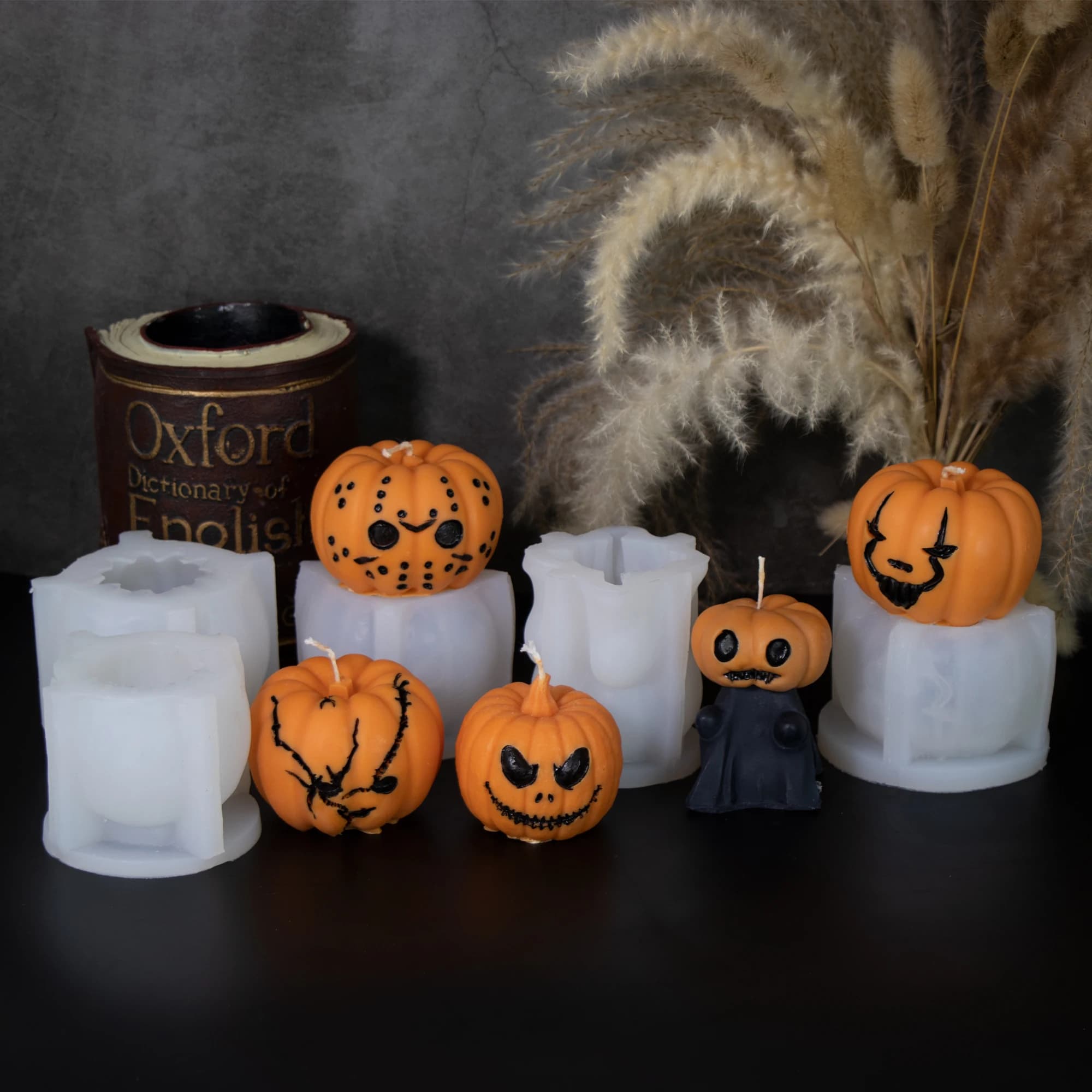 Stampo per candele in silicone a tema zucca di Halloween, zucca crepa, sapone, resina epossidica, stampo in silicone, strumento artigianale in gesso fai da te, decorazioni per festival