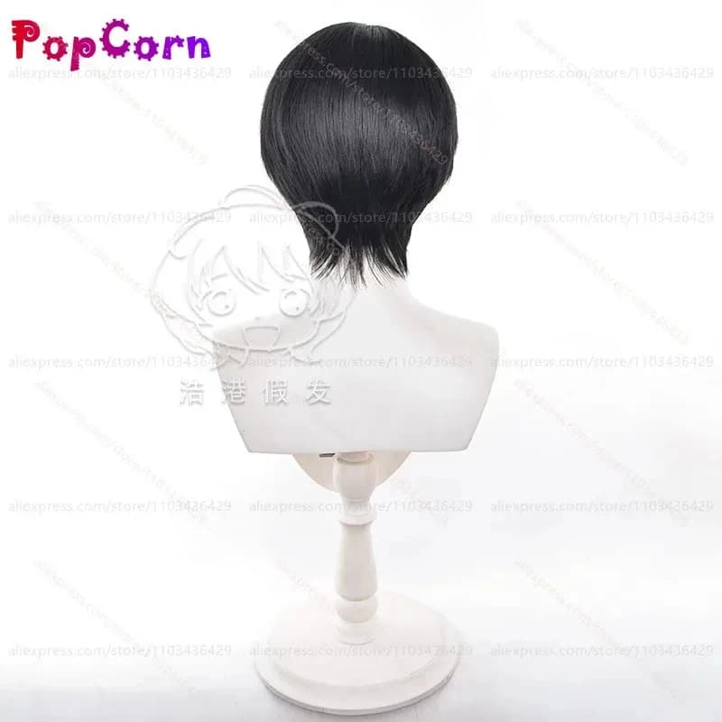 e,4;v'6\k/Levi Ackerman Unisex 30cm Short Hair Black Wig Anime Cosplay Wigs Heat Resistant Synthetic Wigs5;g'8.n/3\