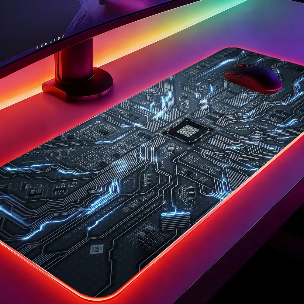 Tappetino per Mouse con Circuito Meccanico Integrato, LED RGB, Retroilluminato, Micro USB, Tappetino da Scrivania XXL