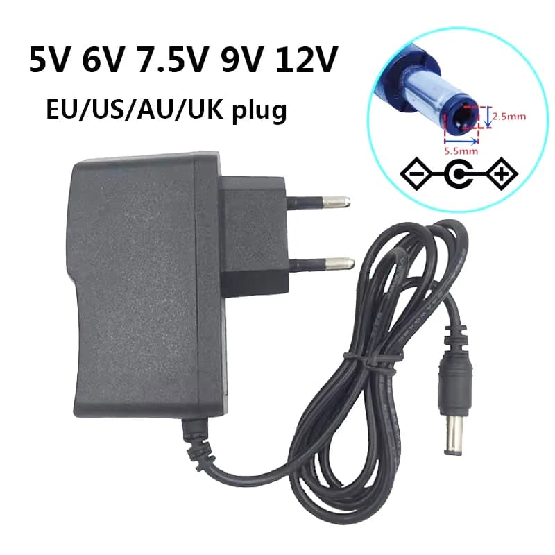 Adattatore di alimentazione 5V 6V 9V 12V 1A Convertitore AC 100V-240V DC 5 6 9 12 Volt 1000mA 5.5x2.5mm Monitor della fotocamera Spina UE Commutazione