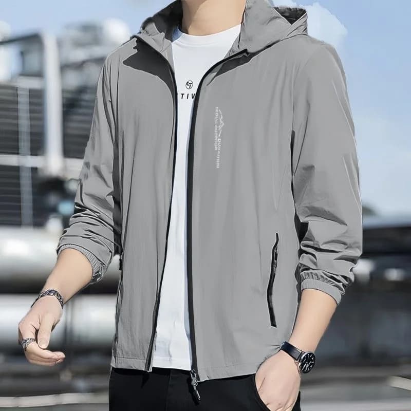 Ice Silk Men's Summer UV Protection Clothing Breathable Lightweight Outdoor Fishing Sunscreen Coat Polyester Fiber Casual Ent...