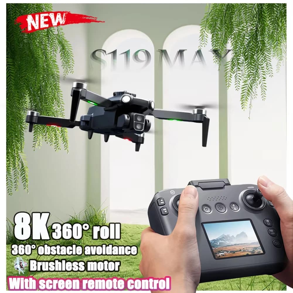 Drone S119 MAX 5KM con Schermo, Fotocamera Professionale HD 8K, Scheda di Memoria Inclusa, Video FPV 5G WIFI per Fotografia Aerea, RC Drone