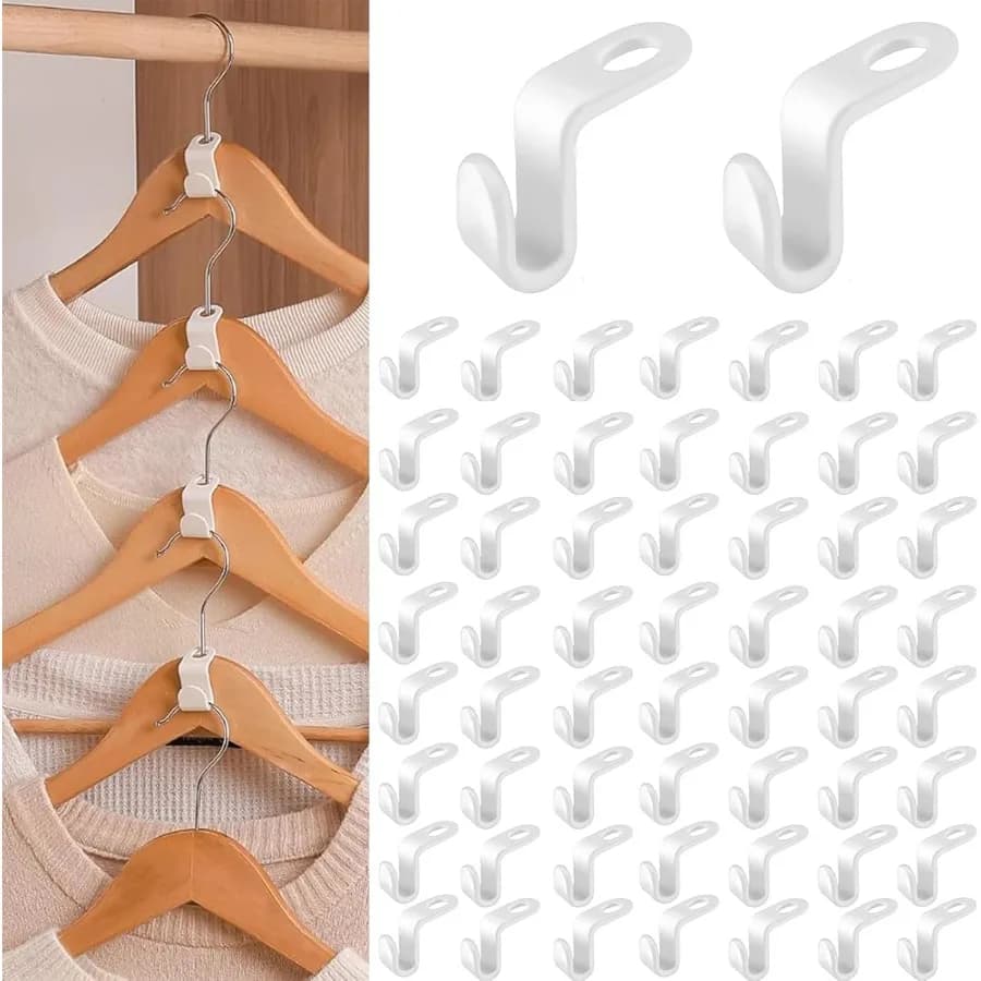 100 pezzi ganci appendiabiti ganci connettori salvaspazio grucce a cascata organizer per armadio bianco clip appendiabiti per appendere in plastica
