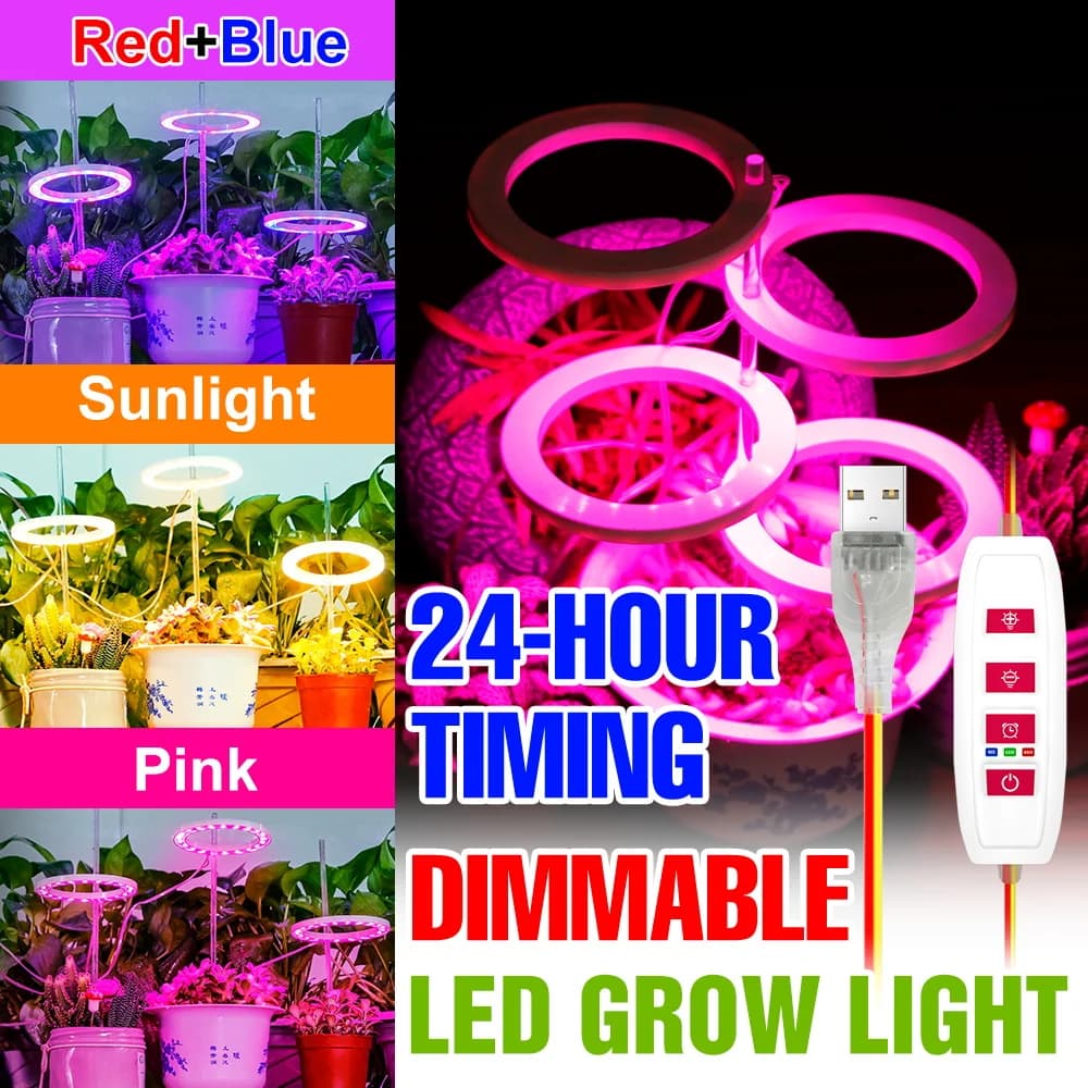 Indoor Full Spectrum Grow Lights LED USB Plant Fill Lights DC5V Dimmable Flower Succulent Seedling Potted Cultivation Lighting