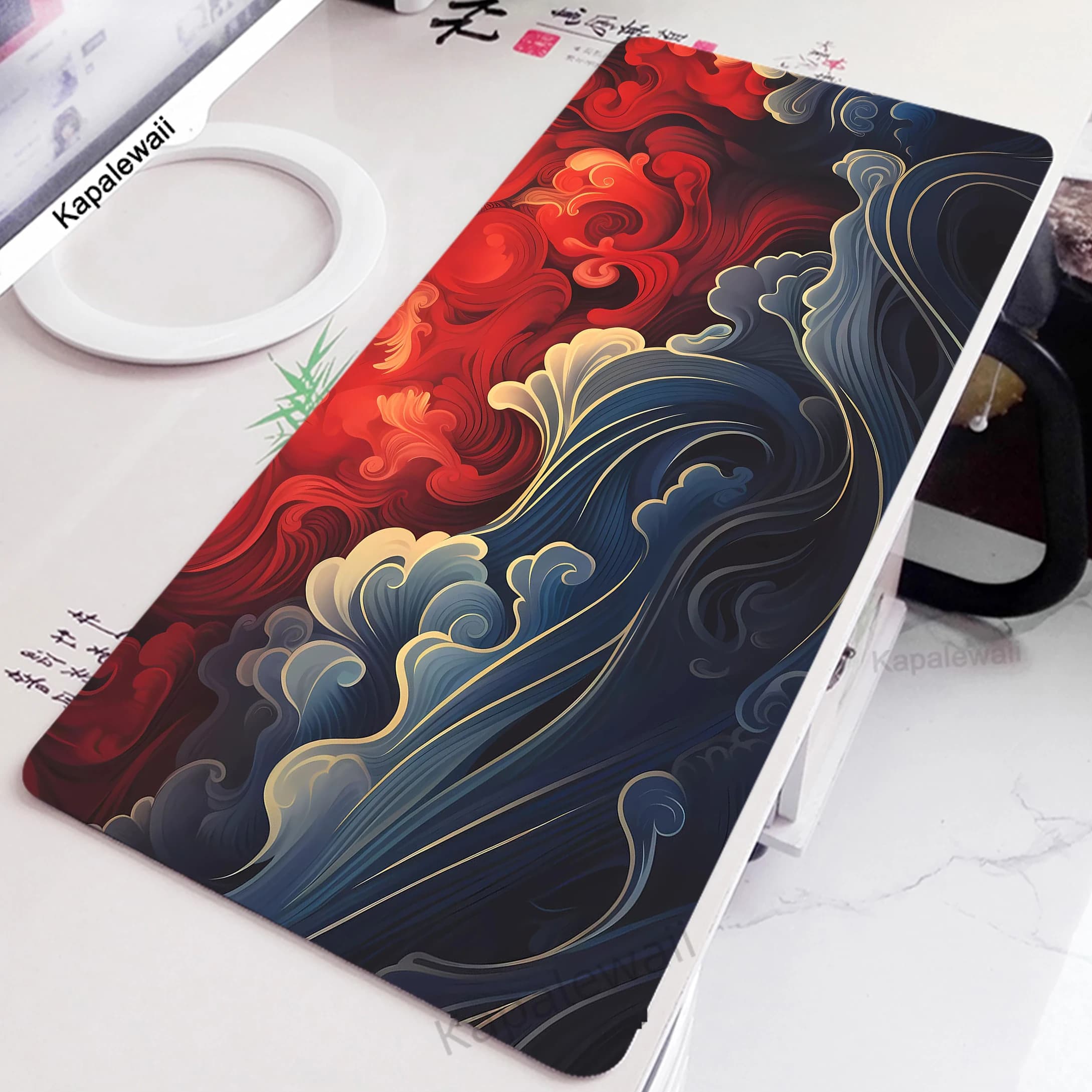 Great Wave HD Print Gaming Extended Mousepad Gaming Speed Keyboard Pad tappetino da scrivania tappetino per Mouse da ufficio Tapis de Souris 900x400mm