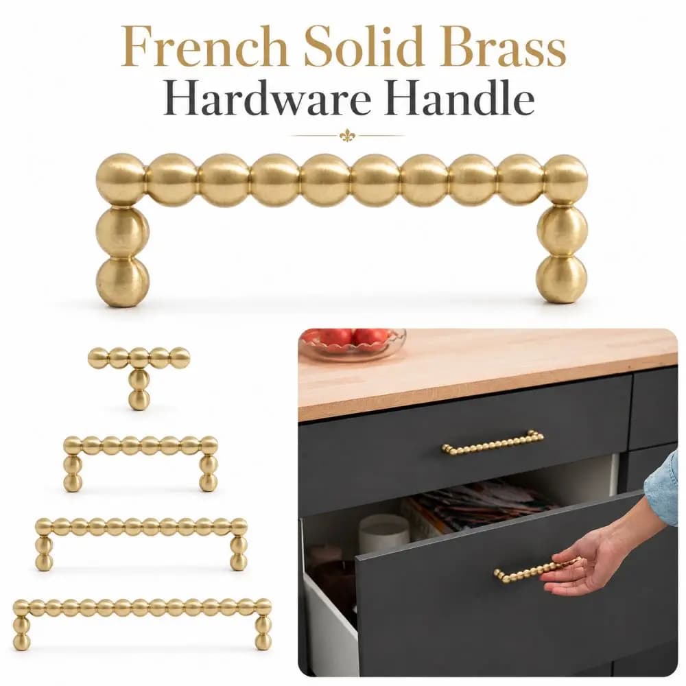 French Hardware Handle Solid Brass Light Luxury Wardrobe Door Handles Solid Color Small Round Ball Cabinet Drawer Knobs