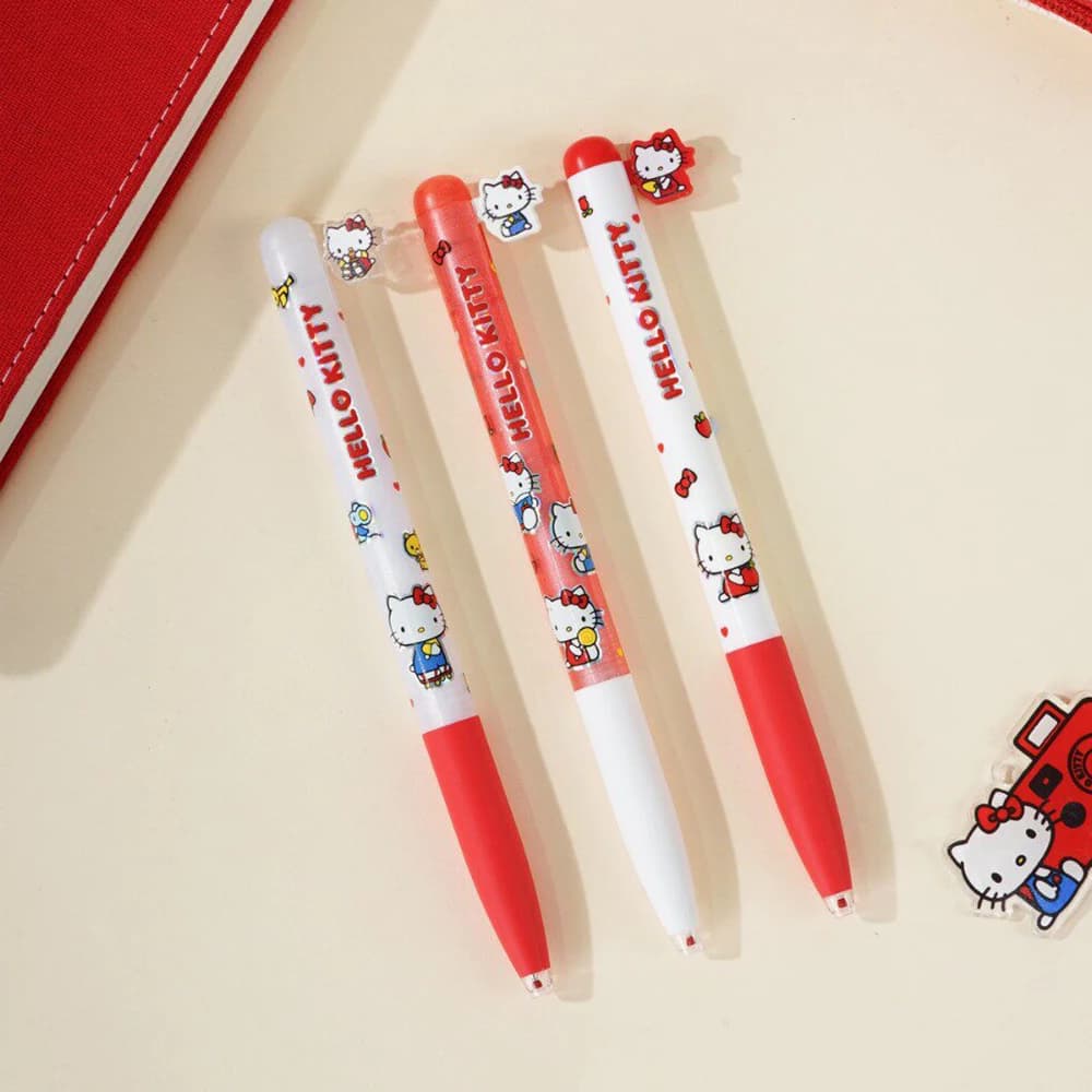 Genuine Sanrio Kt Cat Retractable Gel Pens Cartoon Hello Kitty 0.5MM Black Smooth Quick Dry Ballpoint Pens Cute Stationery Gifts