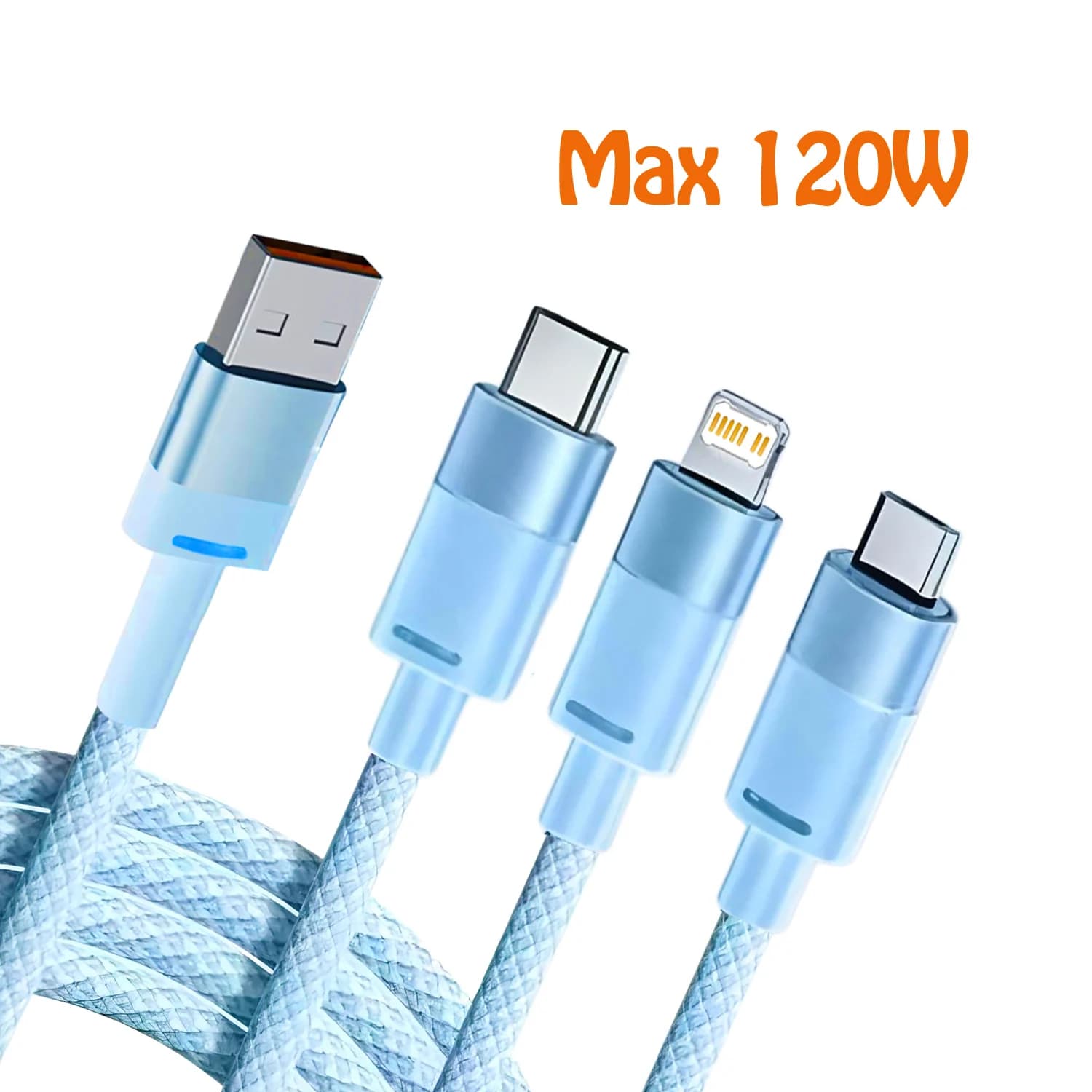 Cavo di ricarica super veloce da 120 W, 1,2 m, universale, da USB A a tipo C, micro IOS, cavo di ricarica multiplo per iPhone, tutti gli smartphone Android