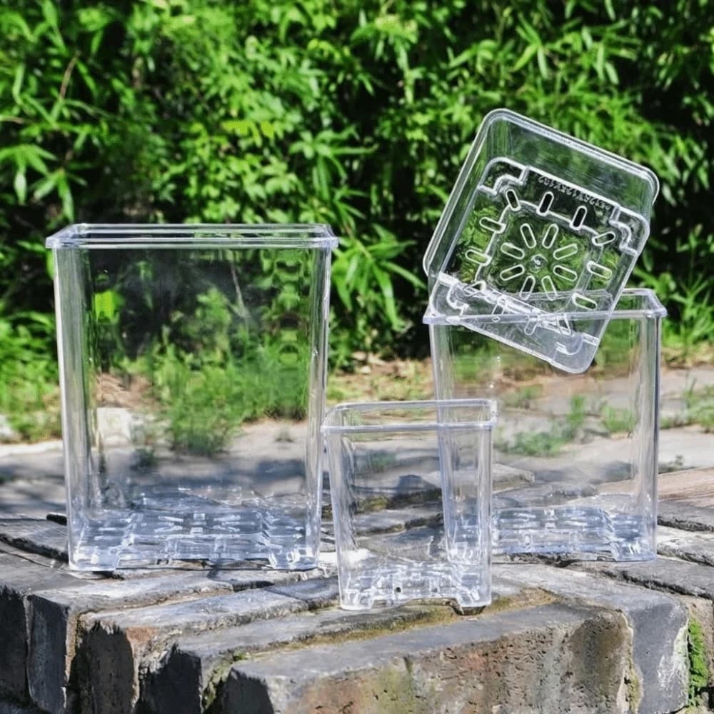Transparent Material Acrylic Planting Pot Breathable Drainage Hole Transparent Flower Pot Reusable Orchid Special Flowerpot