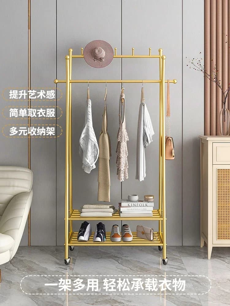 Light Luxury Clothes Hanger for Bedroom Wheel for Landing Belt Escalator For House Simple Hanging Clothes