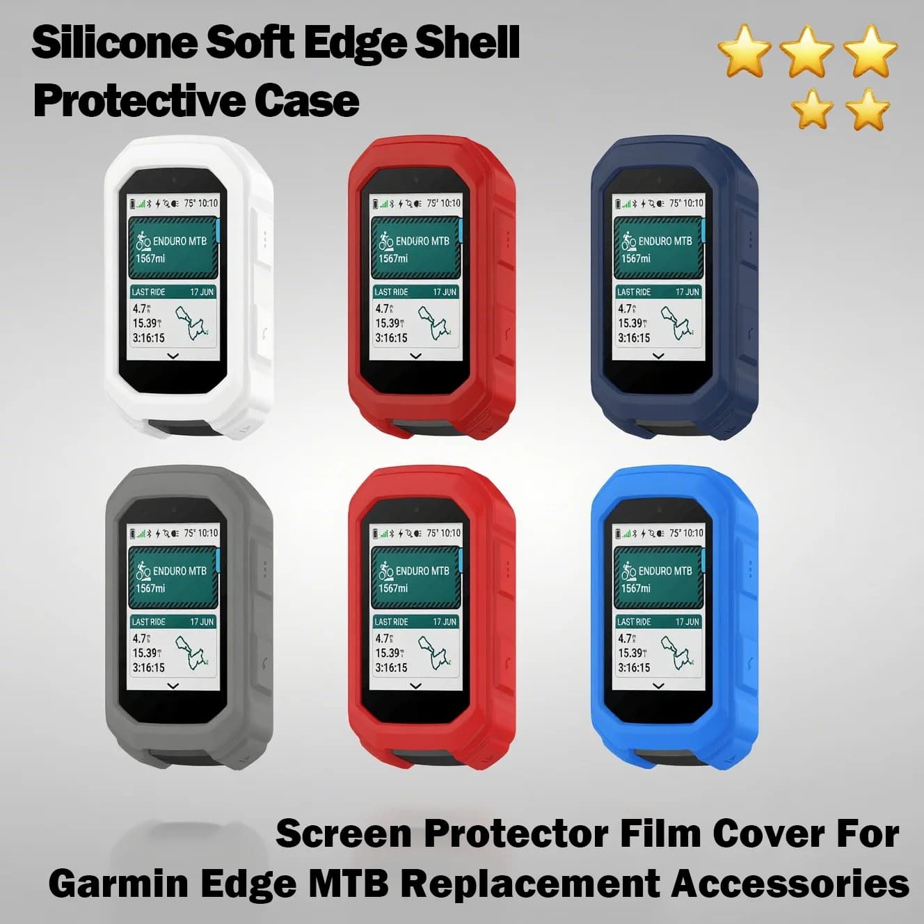 Custodia protettiva in silicone con bordo morbido, pellicola protettiva per schermo, per accessori di ricambio Garmin Edge MTB