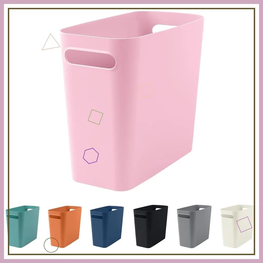 Pattumiera rosa compatta per piccoli spazi, cestino per rifiuti in plastica da 2,5 galloni per bagno, cucina, ufficio