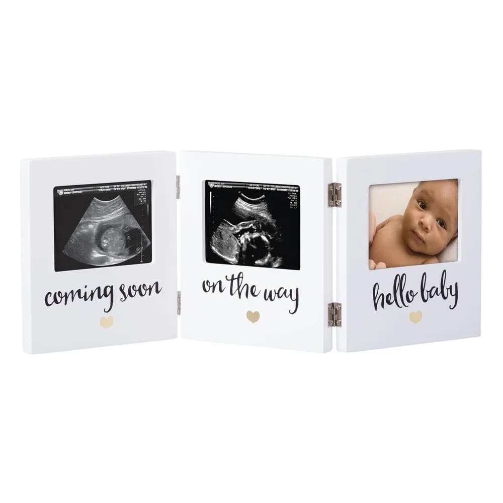 Triple Sonogram Remembrance Children's Frame White Zipper Display Ultrasound Pregnancy Travel Ideal gift for parents waiting 3