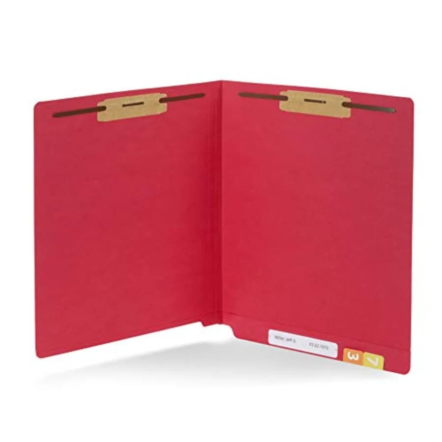 50 End Tab Fastener File Folders - Reinforced Straight Cut Tab - Durable 2 Prongs Designed to Organize Standard Medical Files,