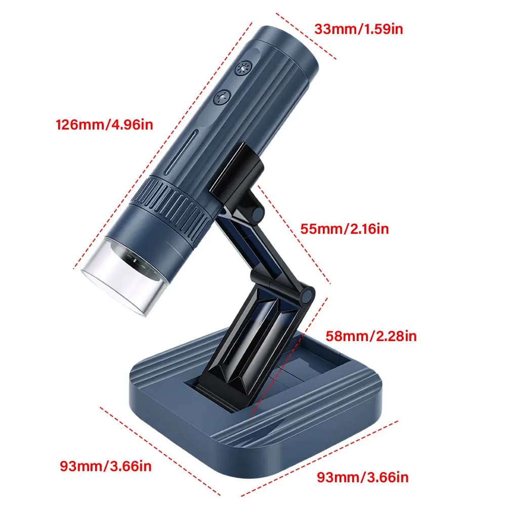 Microscopio Portatile 1080P HD con Telecamera di Ispezione, Endoscopio con Supporto Regolabile e Luci LED, Microscopio Wireless