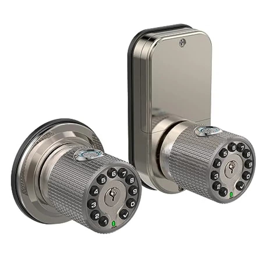Serratura per Porta Senza Chiave a Doppio Lato con Impronta Digitale e Tastierino, Maniglia Intelligente con Doppio Cilindro per Porte Esterne o Interne