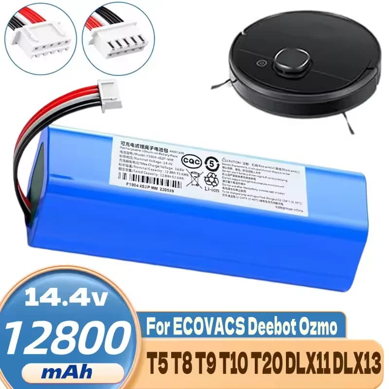 100% NEW For ECOVACS Battery S10-LI-144-5200 12800mAh Robotic Vacuum Cleaner Replacement for X1 T5 T8 T8AIVI MAX T9 12800mAh