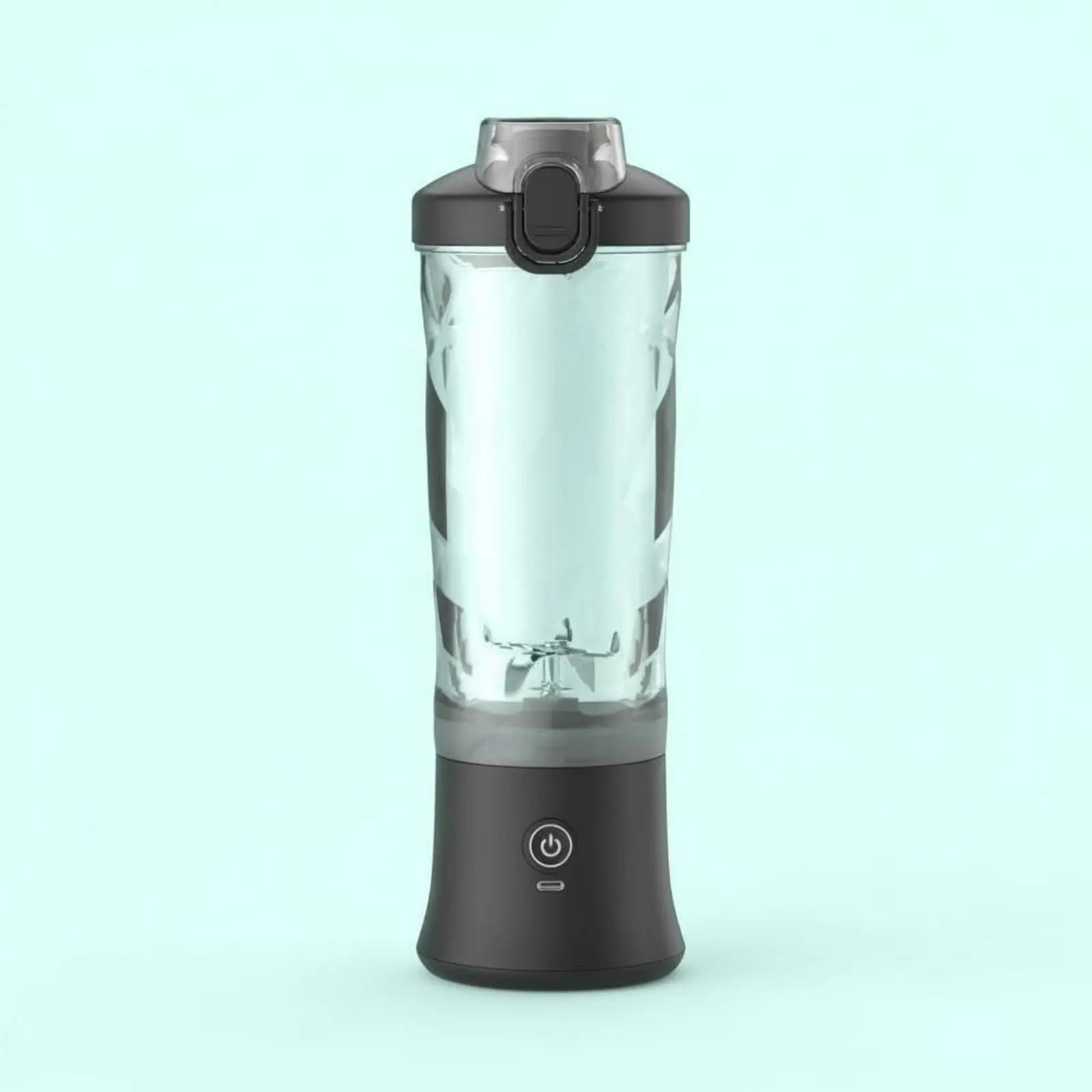 Frullatore Portatile con Design a 6 Lame, Frullatore Individuale a Batteria, Contenitore per Succhi, Funzione Monopressione, Utensile per Bevande Leggero