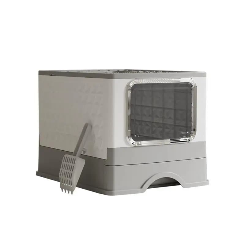 Lettiera per Gatti Extra Large Completamente Chiusa Tipo Cassetto con Ingresso Dall'Alto Toilette per Gatti Anti-Schizzi