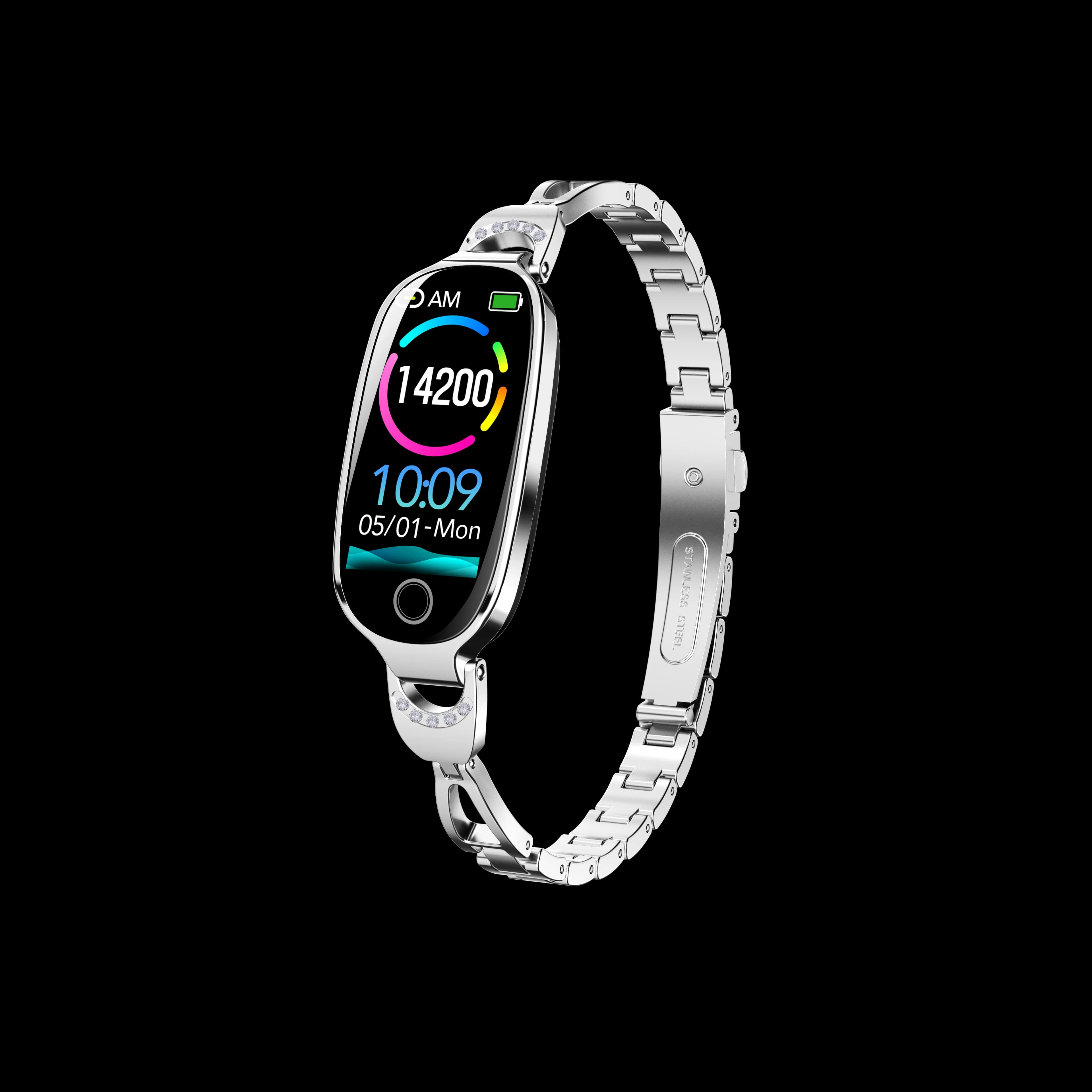 Smartwatch F81 per Ragazze con Cardiofrequenzimetro, Impermeabile, Cinturino in Metallo, Misurazione Ossigeno nel Sangue e Pressione, Allenamento Respiratorio, Braccialetto Intelligente per Donne