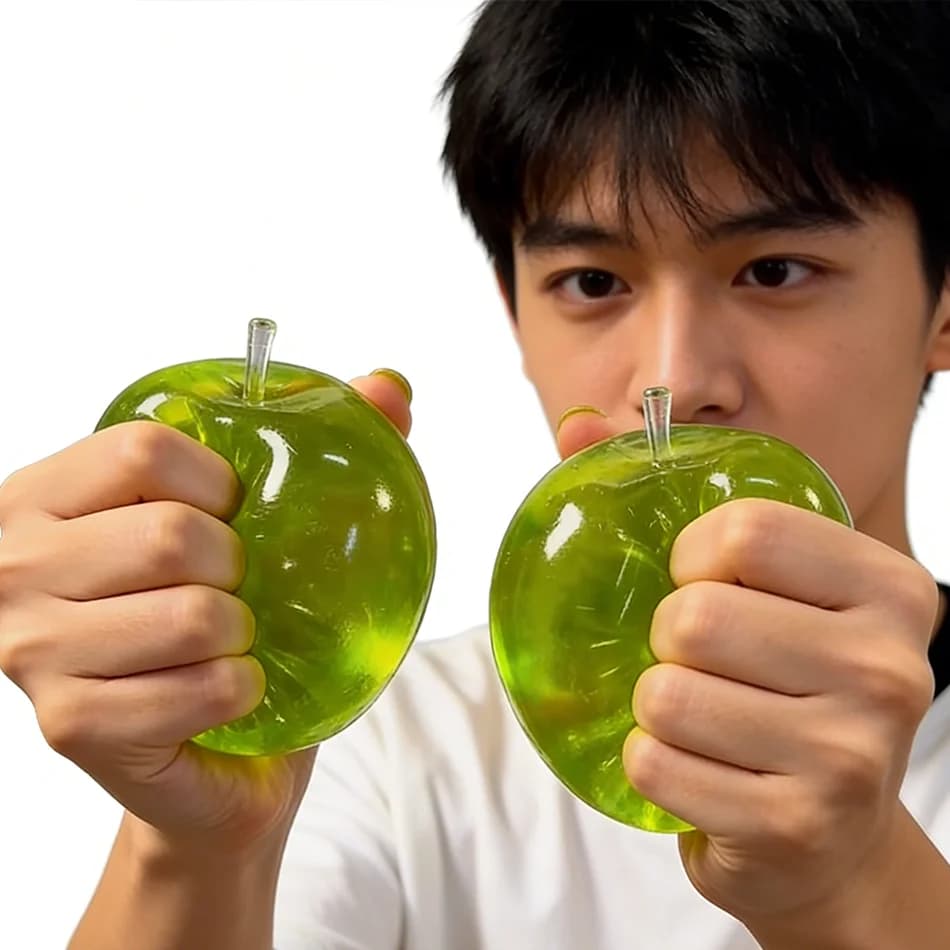 Pallina Antistress Morbida a Forma di Mela Verde - Giocattolo Sensoriale Antistress per ADHD e Autismo, Giocattolo da Spremere a Lenta Risposta per Adulti e Bambini