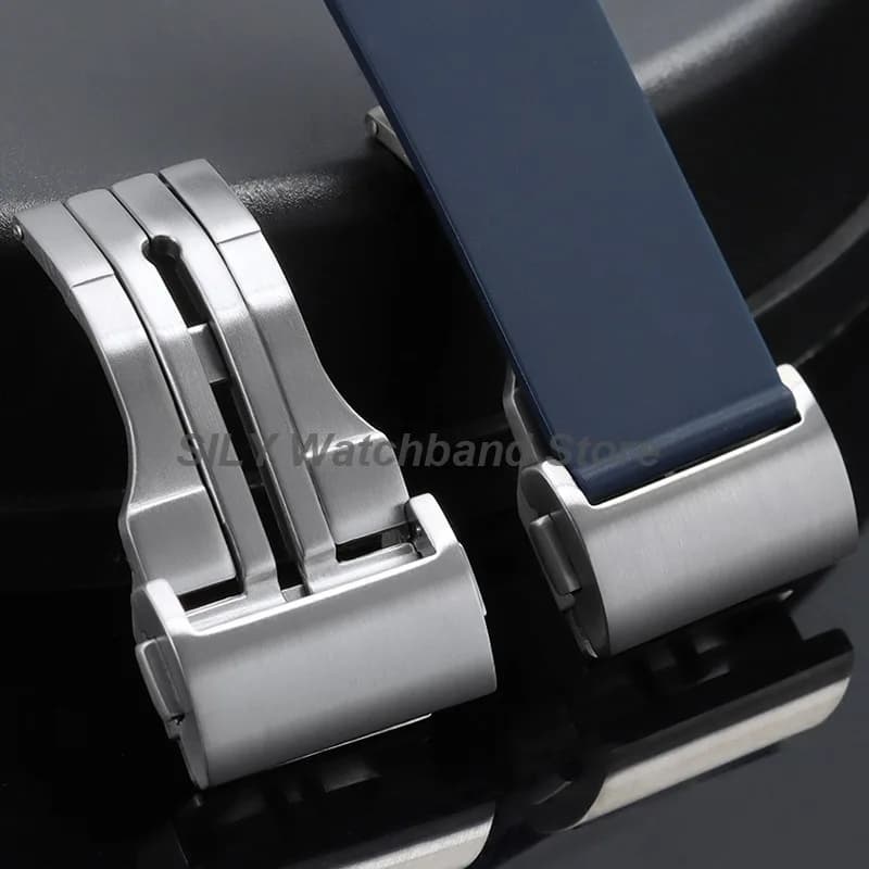 20mm 22mm Stainless Steel Brushed Deployment Watch Buckle for Hublot Double Press Folding Clasps Metal Button Strap Band Clasps