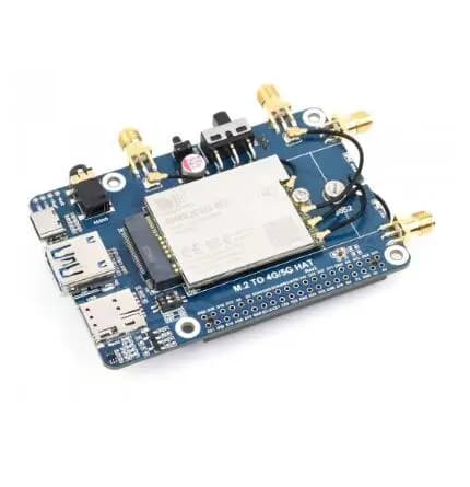 Waveshare SIM8262E-M2 5G HAT for Raspberry Pi, 5G NSA quad antennas, multiband, 5G/4G/3G compatible, with case (optional)