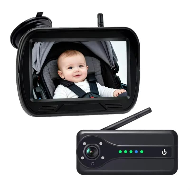 Monitor Wireless per Auto con Telecamera Posteriore da 4.3", Alimentazione USB Magnetica, Plug and Play, Telecamera di Sicurezza per Monitoraggio Bambini in Auto