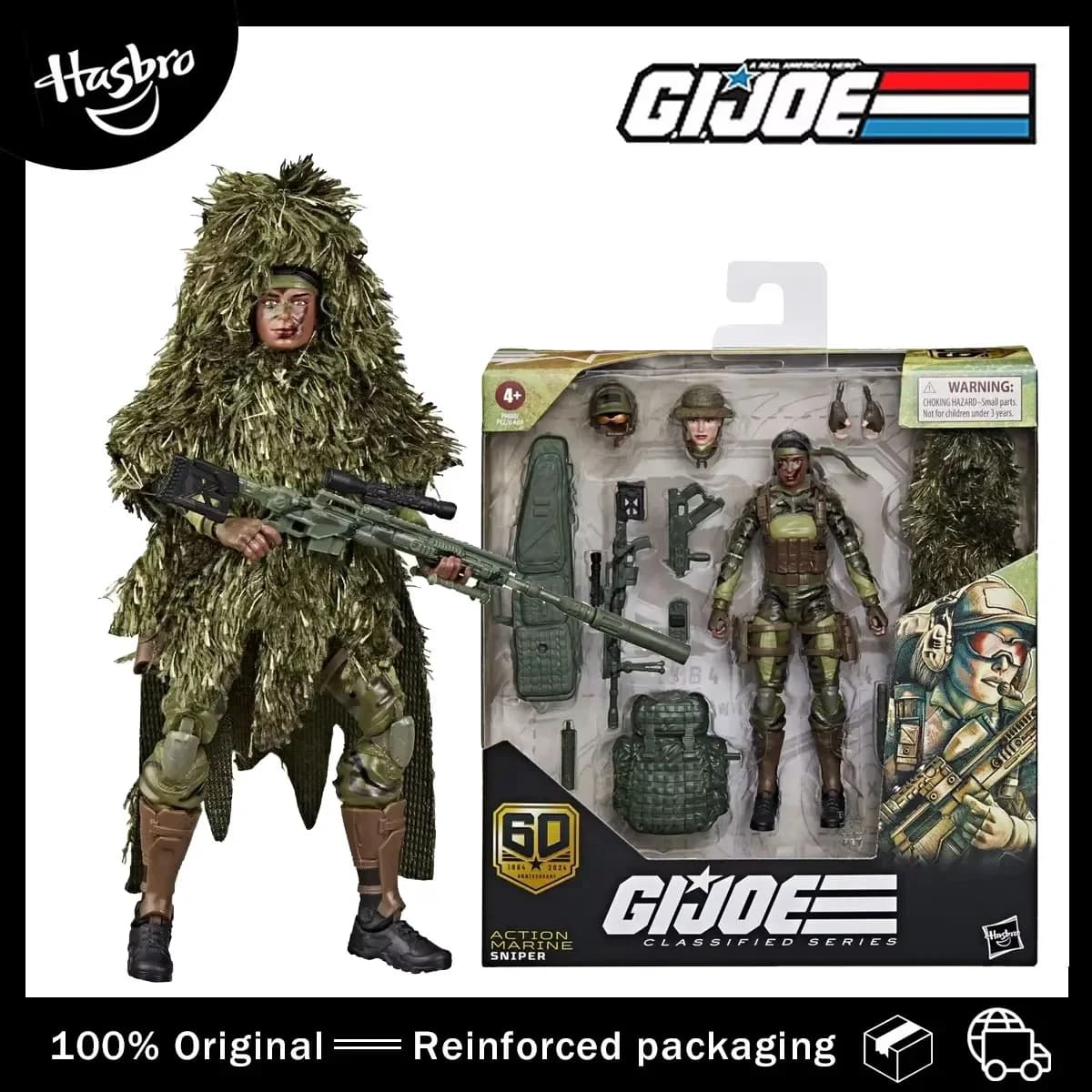 Original Hasbro G.I. Joe Classified Series Anniversary Action Marine-Sniper Action Figure Model Toy Gift Collection