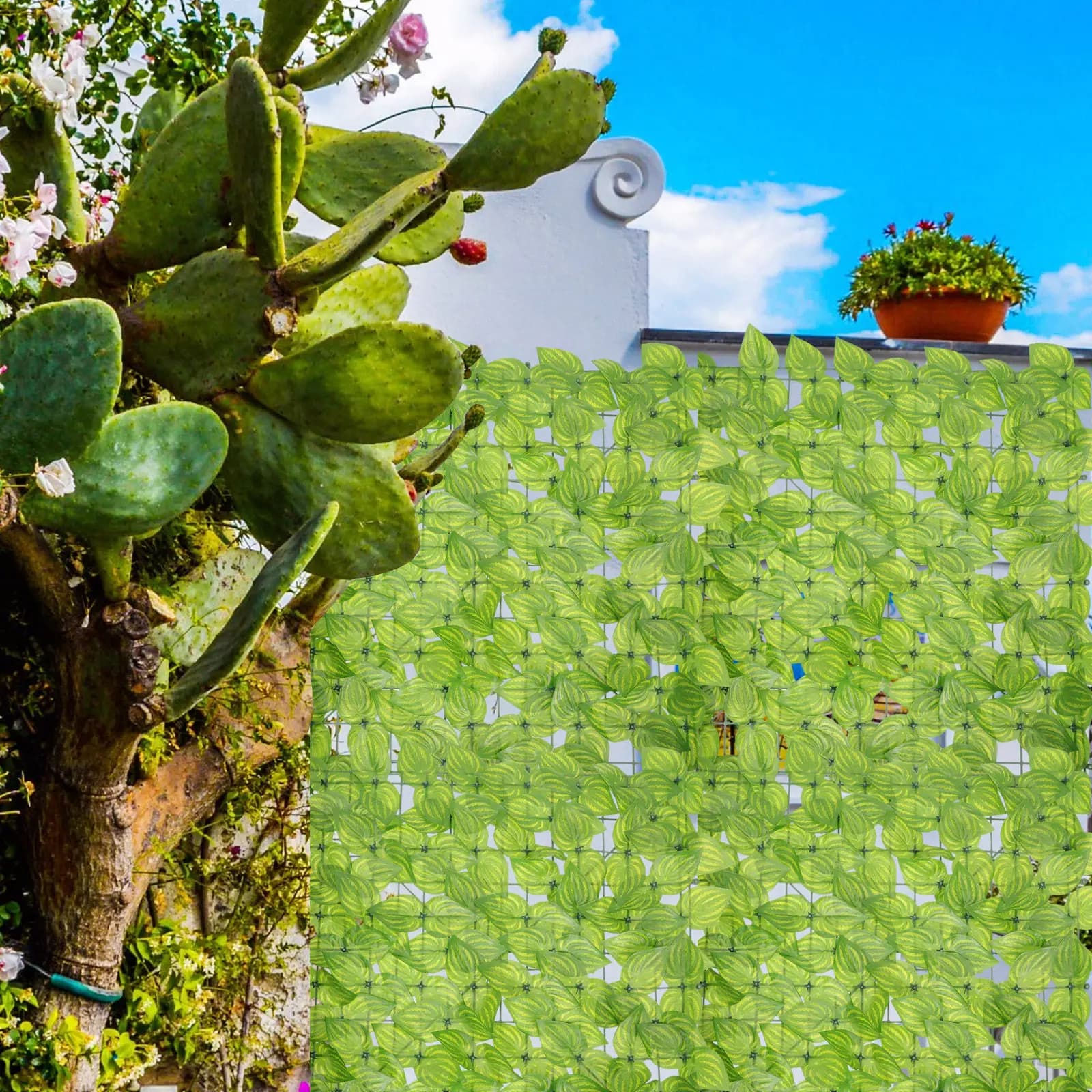 1Set Artificial Green Leaves Wall Vivid Lifelike Green Leaf Fence Home Garden Decoration Simulated Plant Fence Backyard Privacy