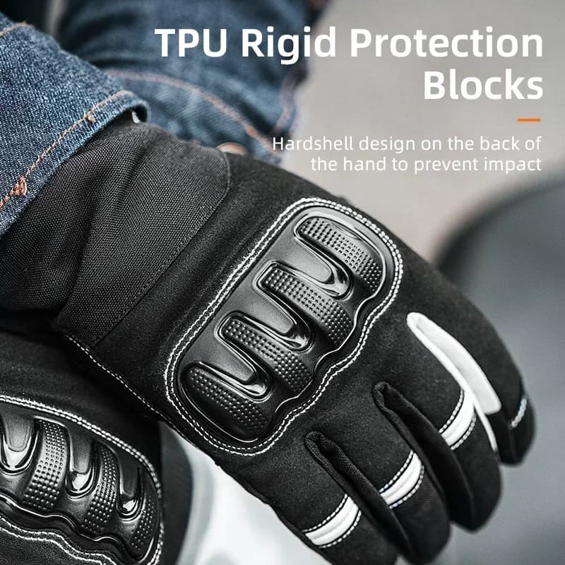 ROCKBROS Winter Gloves PU Leather Anti-slip Ski Gloves Motorcycle Hiking Cycling TPU protective gloves with full finger touch screen