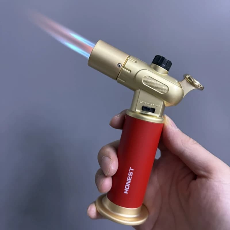 Accendino a Gas Butano HONEST ad Alta Potenza, Pistola per Saldatura, Accensione Singola/Doppia, Commutazione con Un Tasto, Blocco di Sicurezza, Accendino per Sigari