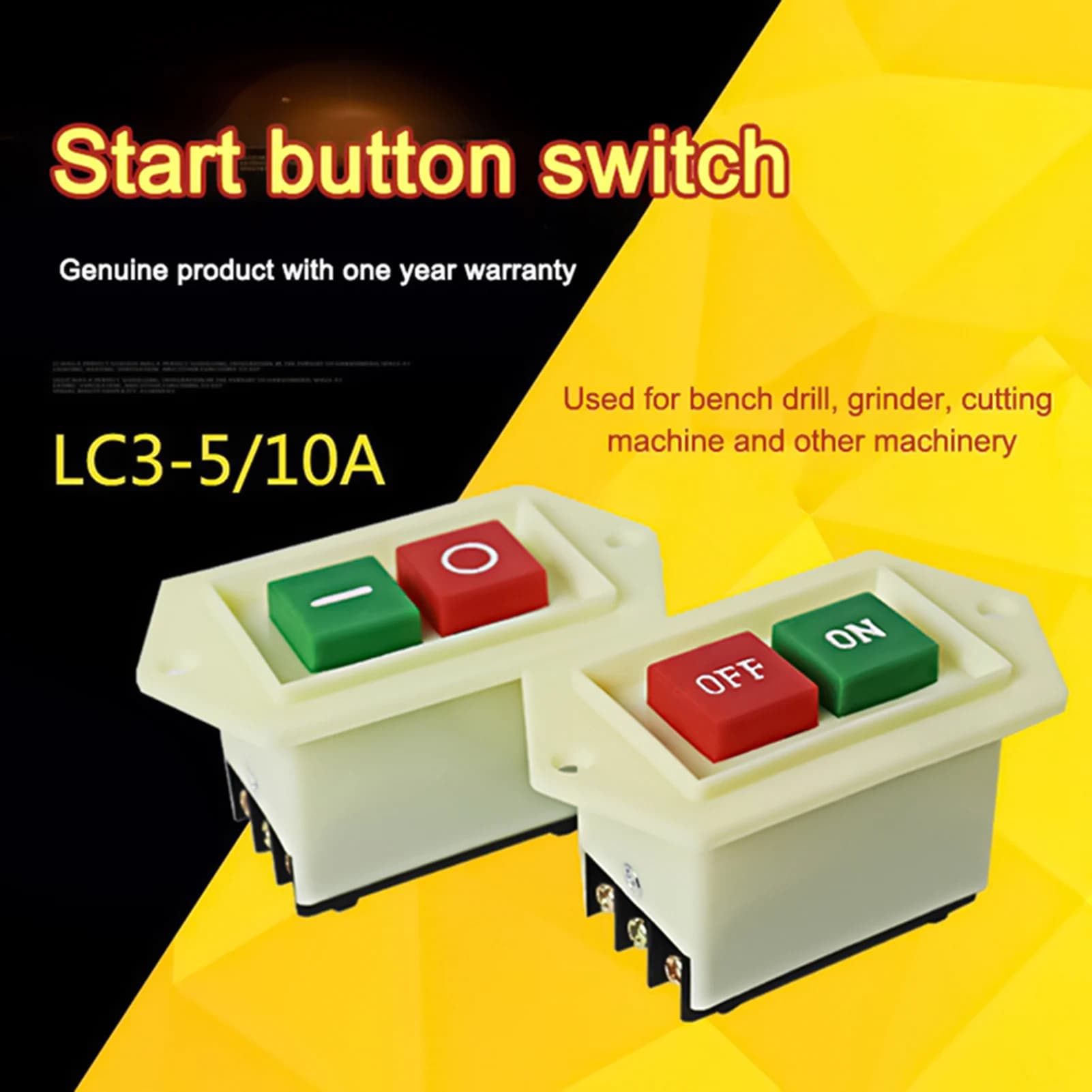 Interruttori a pulsante on/off Pulsante di controllo ON/OFF elettrico 5A per uso di apparecchiature meccaniche