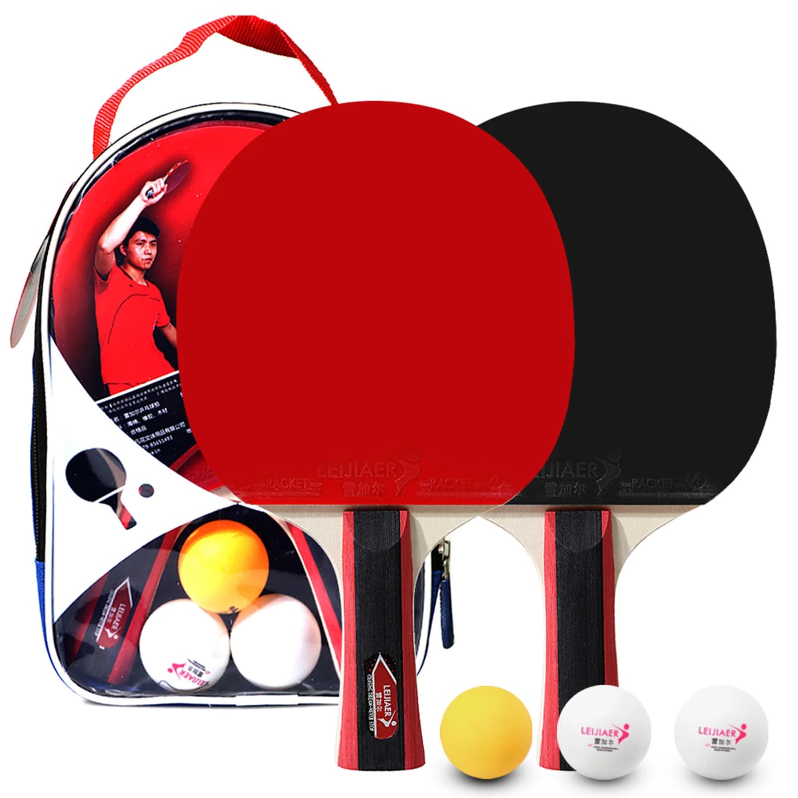 Set da Ping Pong per 2 Giocatori con 2 Racchette e 3 Palline con Borsa Protettiva