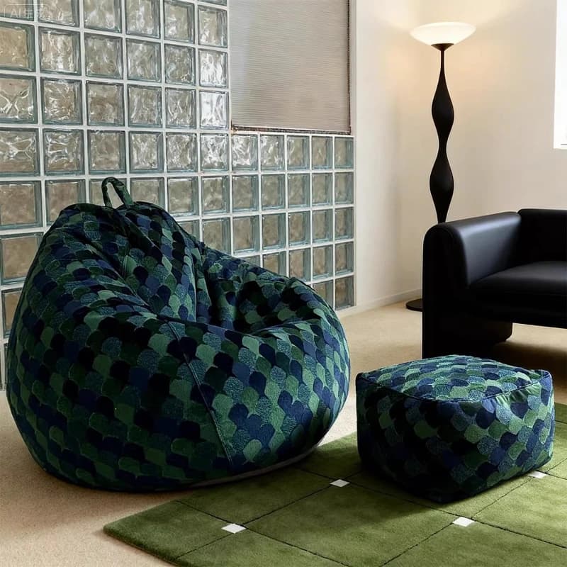 Poltrone a Sacco Individuali, Chaise Longue, Divani a Sacco con Funzione Letto, Poltrone Reclinabili Moderne, Puff per Soggiorno, Mobili in Rattan