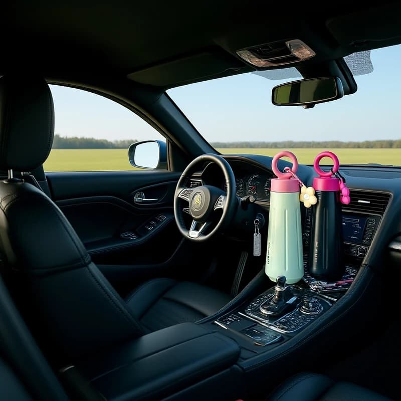 Bottiglia d'acqua per auto in acciaio inossidabile 316 isolata sottovuoto Sport Bottiglia thermos unisex da 450 ml con pendente girasole