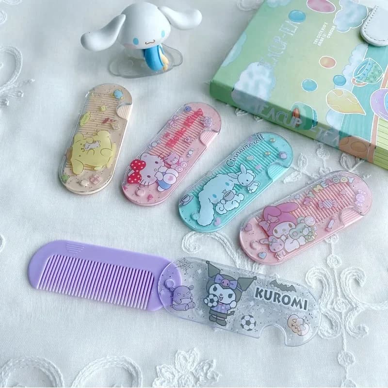mini hand comb Anime Hello MyMelody Kuromi Cinnamoroll Nice comb to straighten plastic Gift for Christmas girl