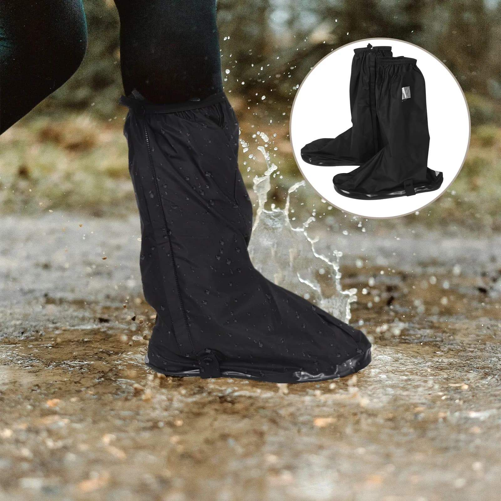 1 Paio di Copriscarpe Impermeabili da Pioggia per Donne, in PVC Spesso, Alti, Portatili, Antiscivolo, per Ciclismo, Escursionismo, Viaggi e Condizioni Meteorologiche Piovose