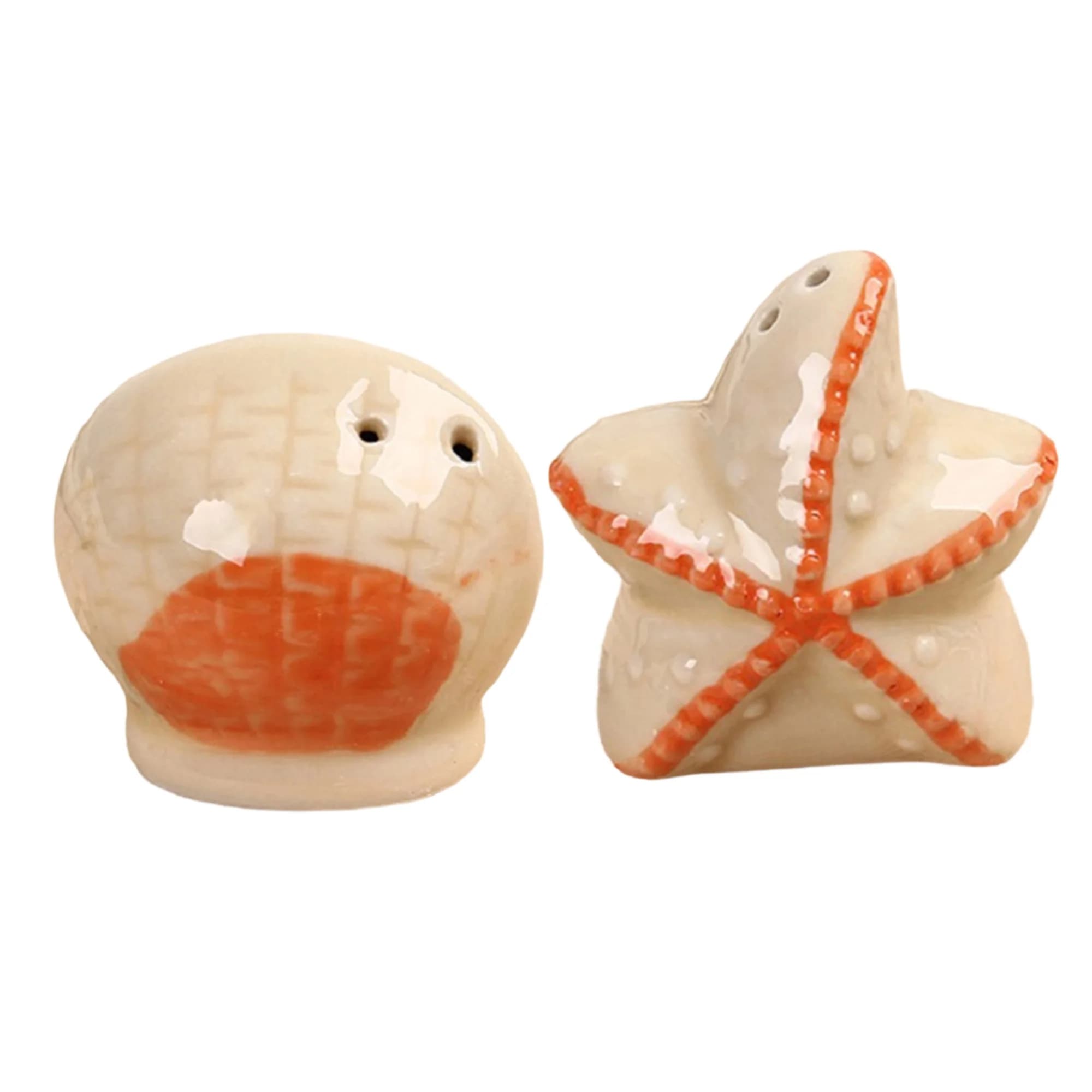 Set di Saliera e Pepiera in Ceramica a Forma di Onda Oceanica con Contenitore per Spezie a Forma di Conchiglia - Decorazione da Cucina in Stile Costiero per Spezie ed Erbe
