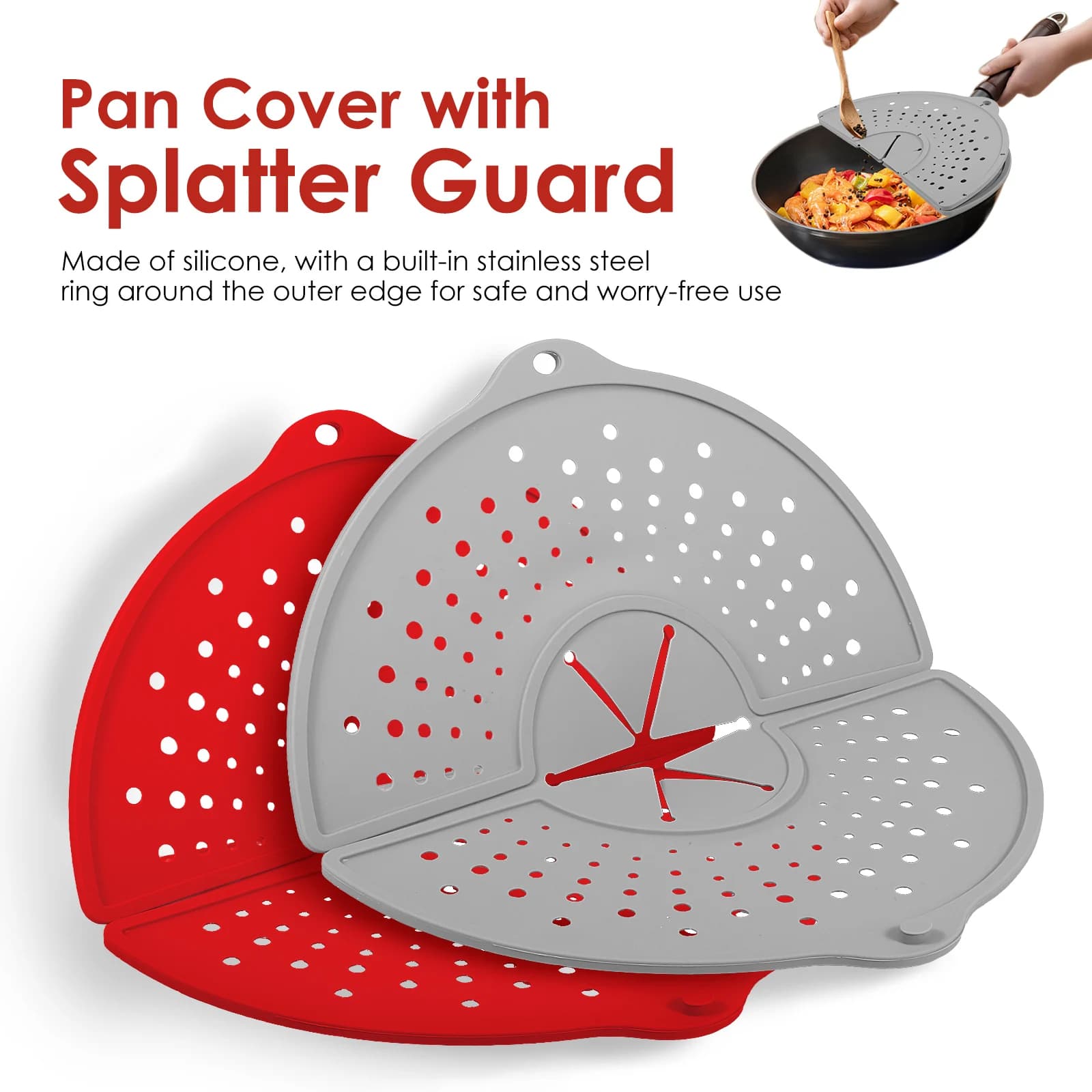 Silicone Kitchen Skewer Screen Heat Resistant Folder Oil Spray Protector Exhaust Board Cover Kitchen Pan Cover Kitchen Tools