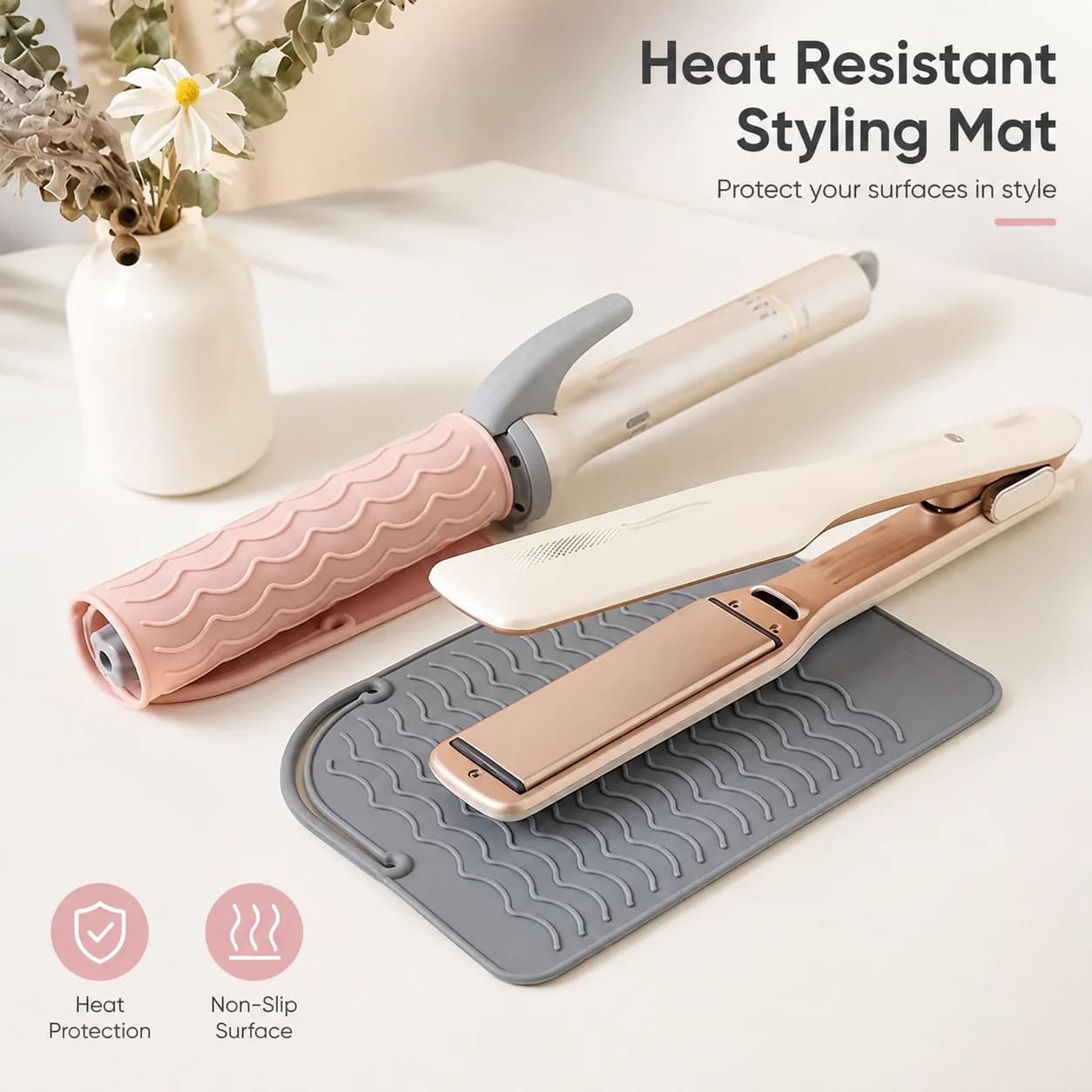 Heat Resistant Mat for Hair Straightener Curling Iron Non Slip Hot Tool Pad Portable Wrap Holder Travel Hair Styling Accessories