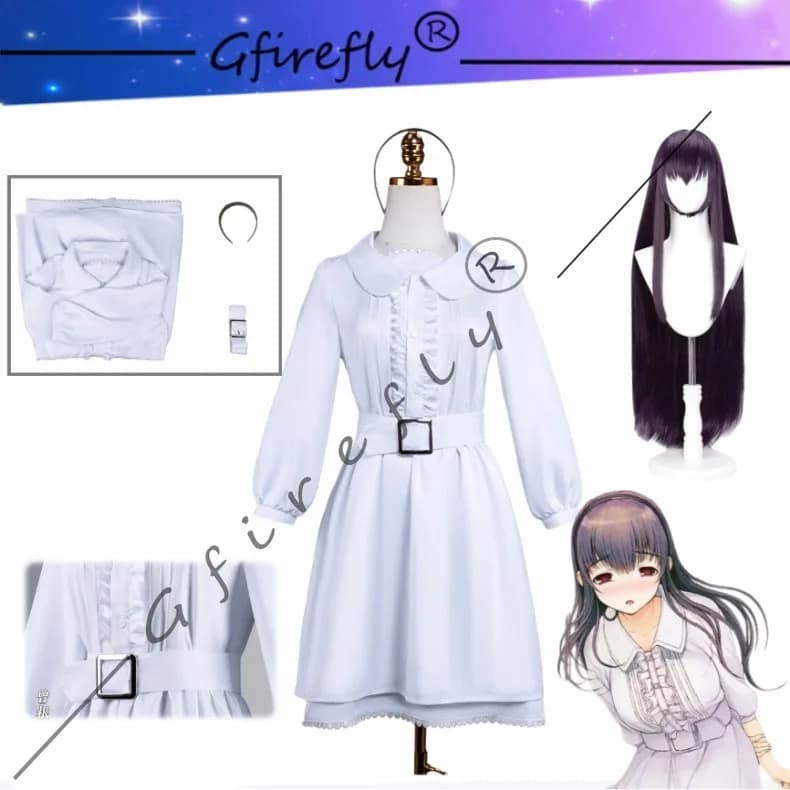 Tu, Io e Lei: Una Storia d'Amore, Costume Cosplay di Miyuki Sone, Abito Bianco Elegante per Uso Quotidiano, Stesso Stile del Personaggio del Gioco