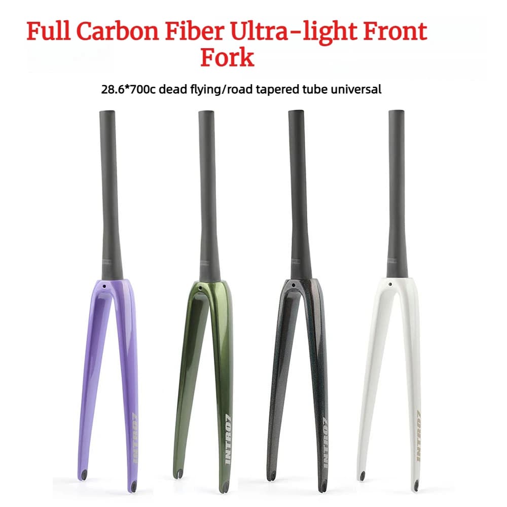 INTRO7 T800 Forcella a tubo conico ultraleggero interamente in fibra di carbonio 28,6 mm x 700C Adatta per bici da strada/ingranaggio fisso