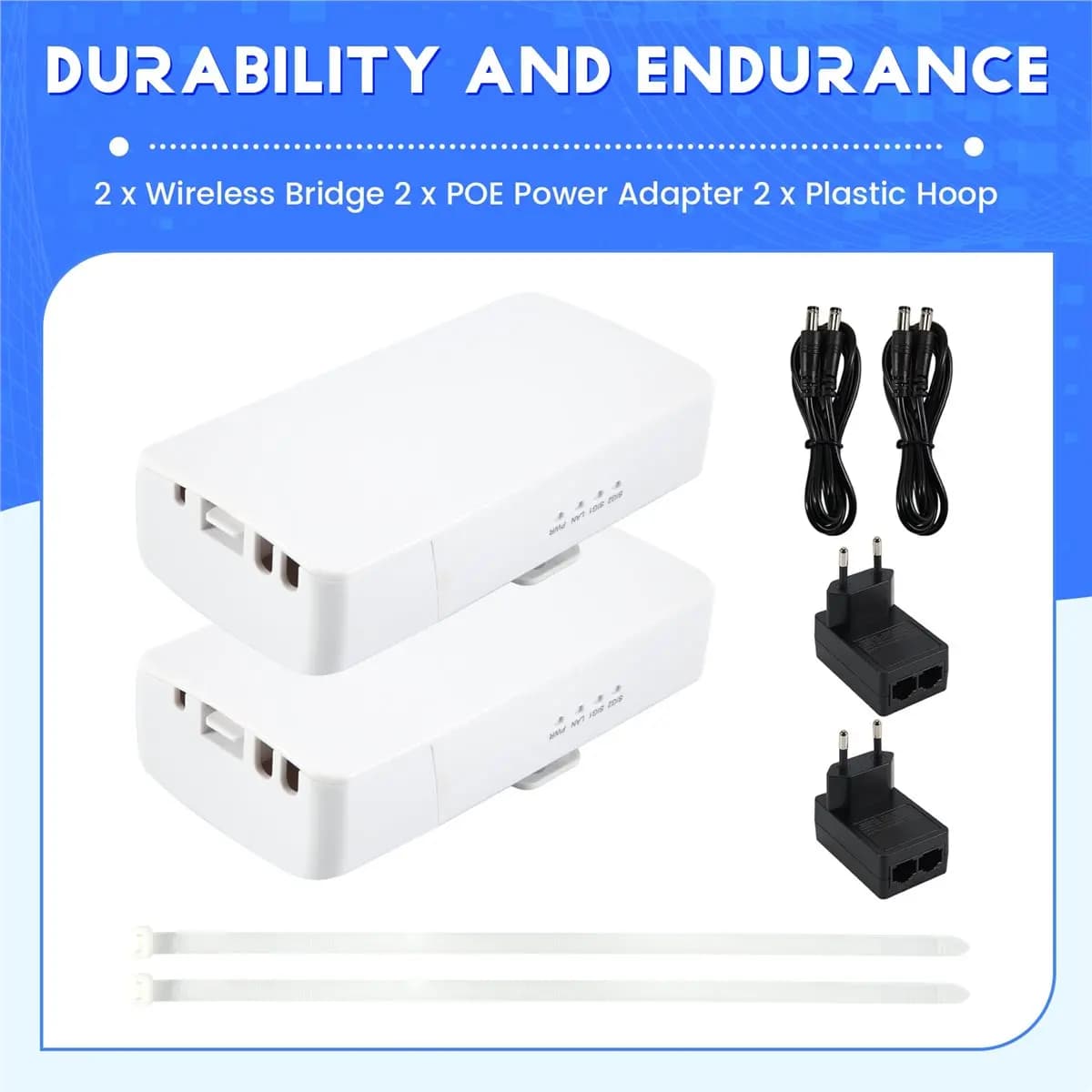 Router WIFI da Esterno, Bridge Wireless 2.4G, Ripetitore Wifi 300Mbps, Amplificatore di Segnale Punto a Punto, Portata 1KM, Spina EU